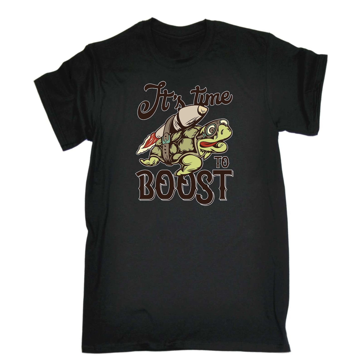 Turtle Its Time To Boost Animal - Mens Funny T-Shirt Tshirts