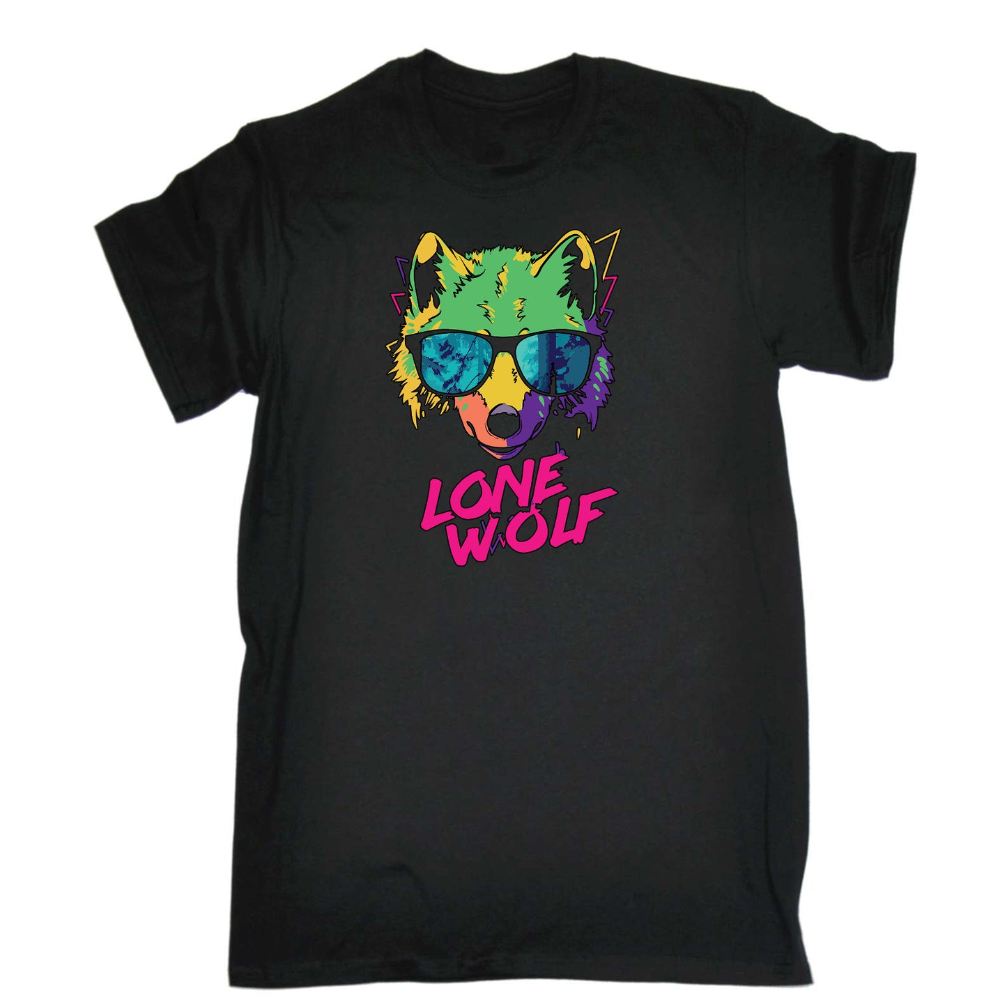 Lone Wolf Retro Animal - Mens Funny T-Shirt Tshirts