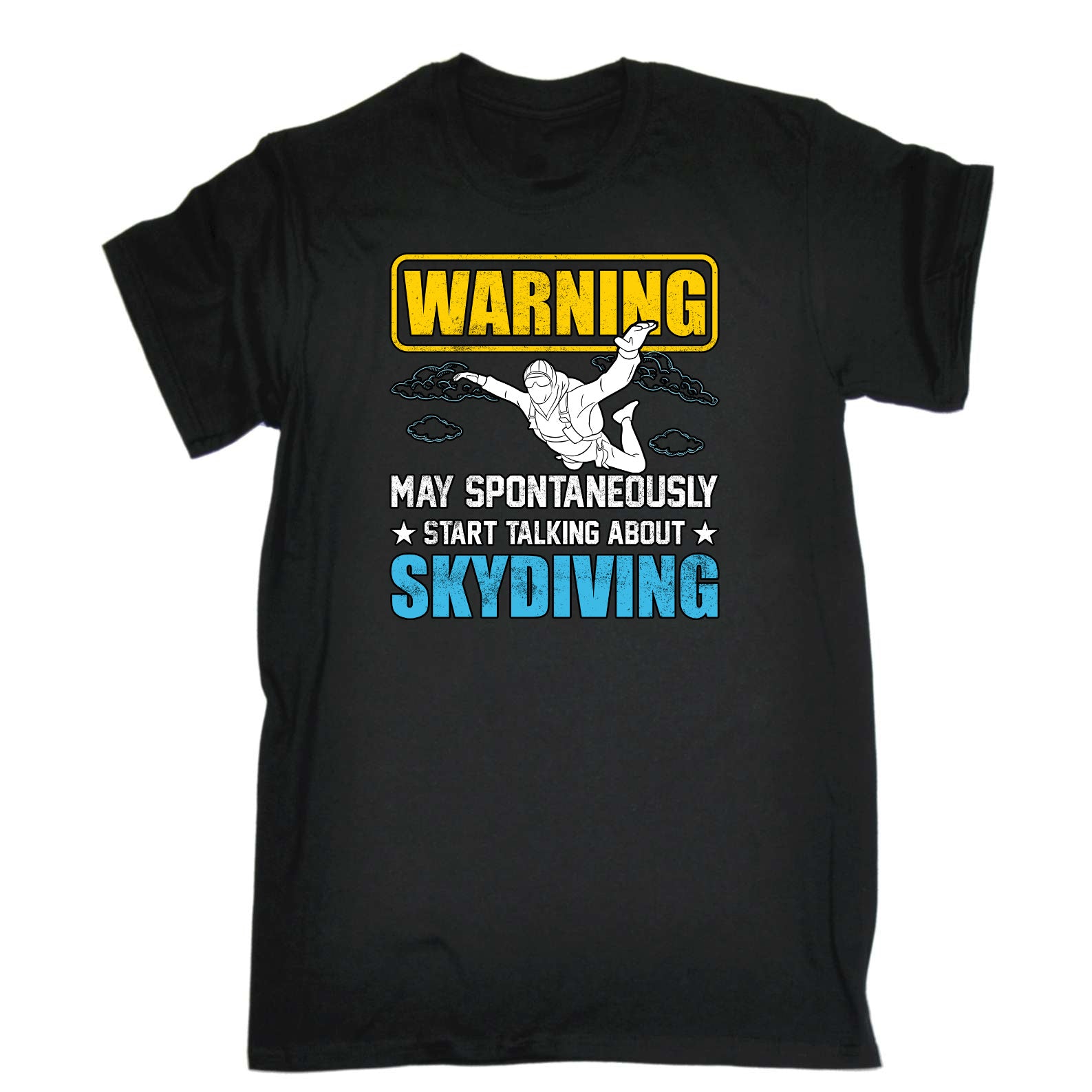 Warning May Start Talking About Skydiving - Mens Funny T-Shirt Tshirts