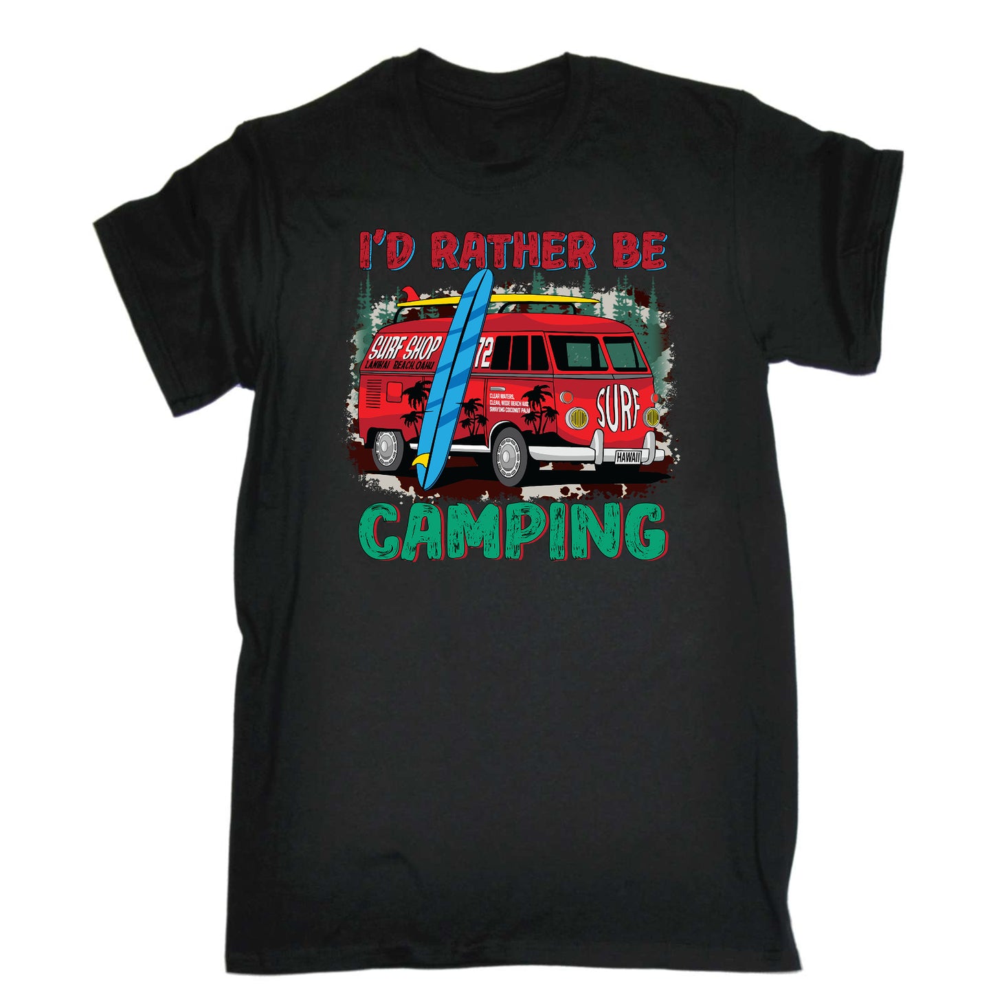 Id Rather Be Camping Surf - Mens Funny T-Shirt Tshirts