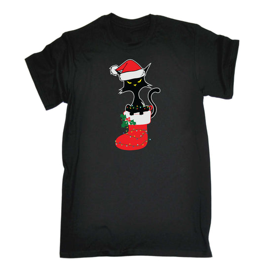 Christmas Black Cat Cats Xmas Animal - Mens Funny T-Shirt Tshirts