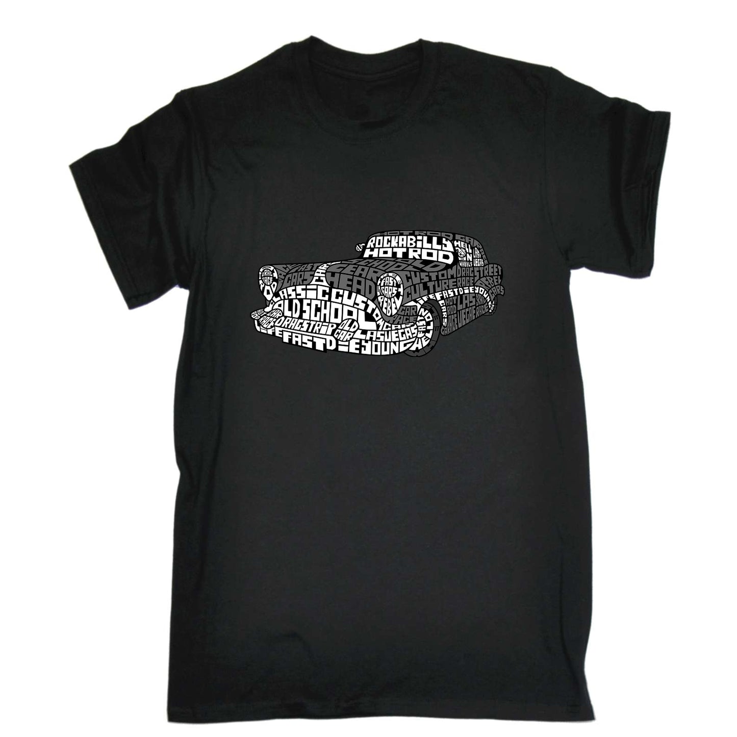 Oldskool Car Calligram Hotrod Classic - Mens Funny T-Shirt Tshirts