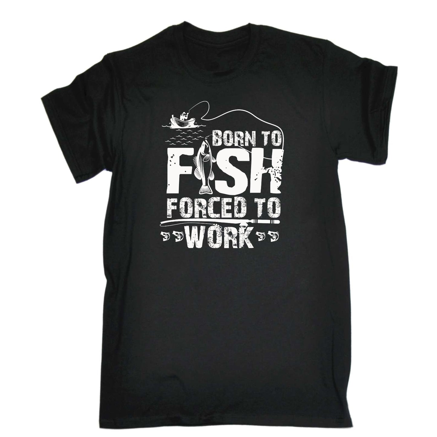 Born To Fish Forced To Work V2 Fishing - Mens Funny T-Shirt Tshirts