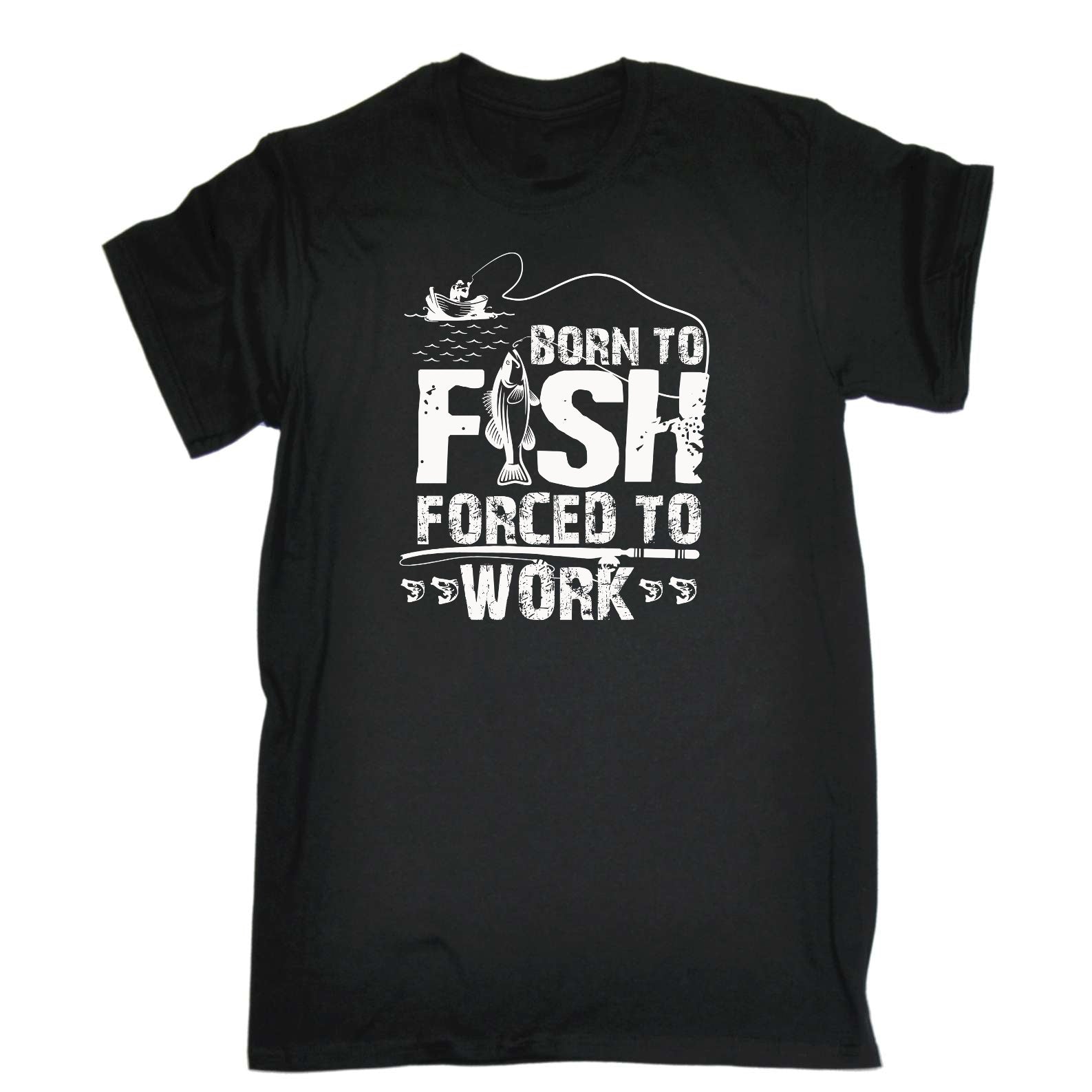Born To Fish Forced To Work V2 Fishing - Mens Funny T-Shirt Tshirts