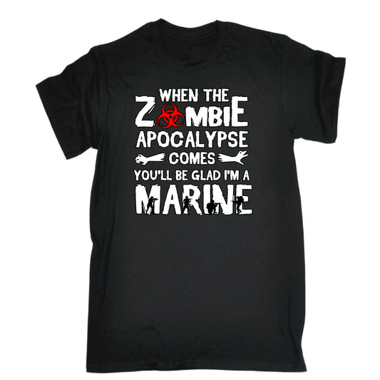 When The Zombie Apocalypse Comes Marine - Mens Funny T-Shirt Tshirts
