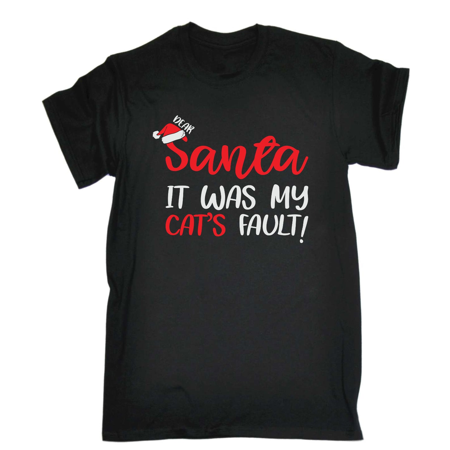 Santa It Was My Cats Fault Christmas - Mens Funny T-Shirt Tshirts