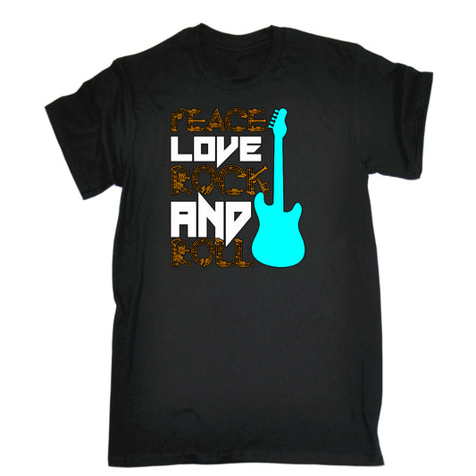Peace Love Rock And Roll Guitar - Mens Funny T-Shirt Tshirts