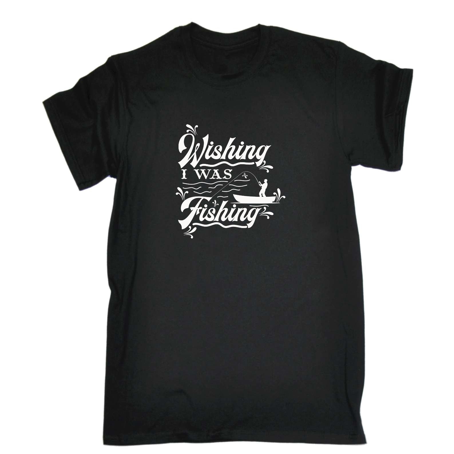 Wishing I Was Fishing Fish - Mens Funny T-Shirt Tshirts