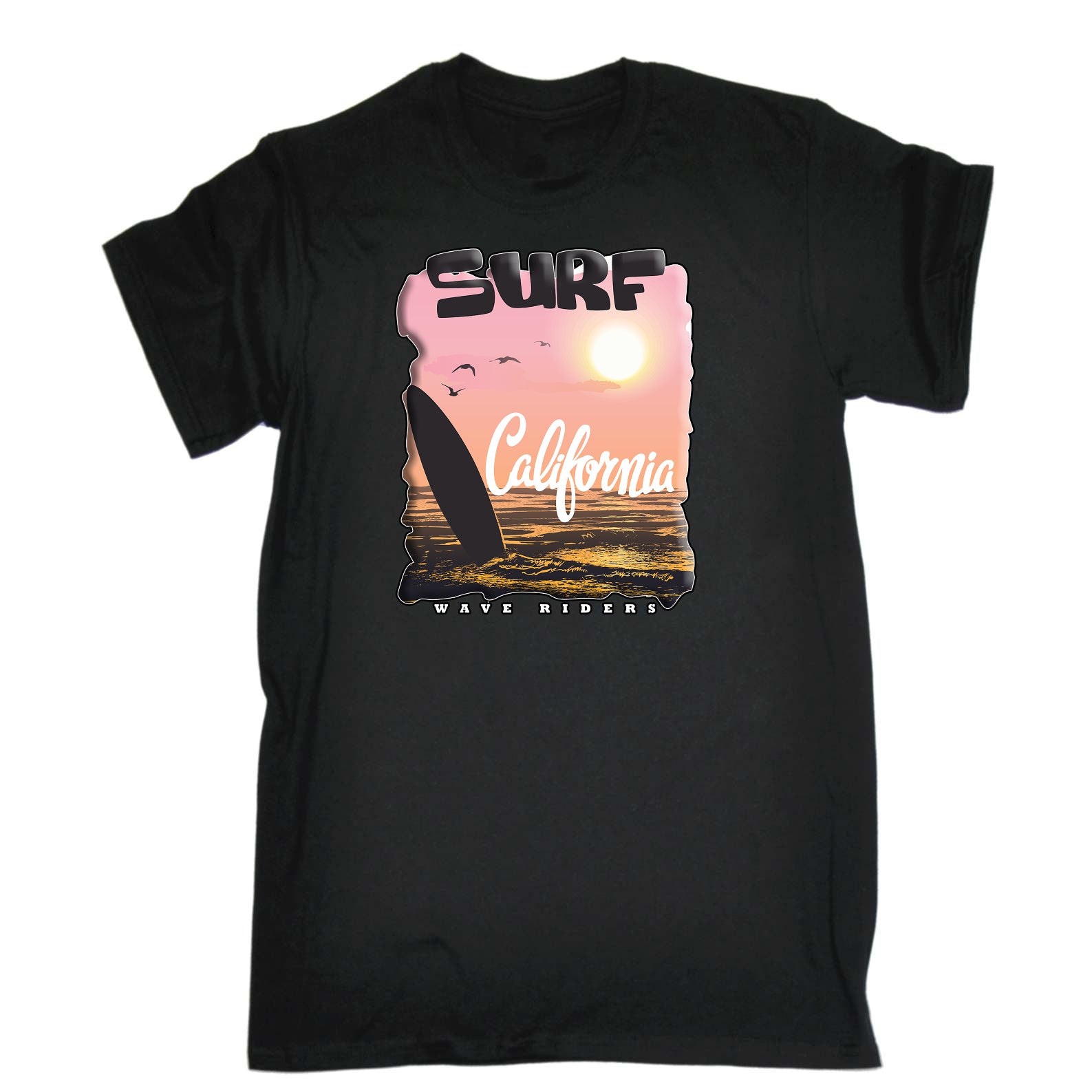 Surf California Wave Rider Surfing - Mens Funny T-Shirt Tshirts