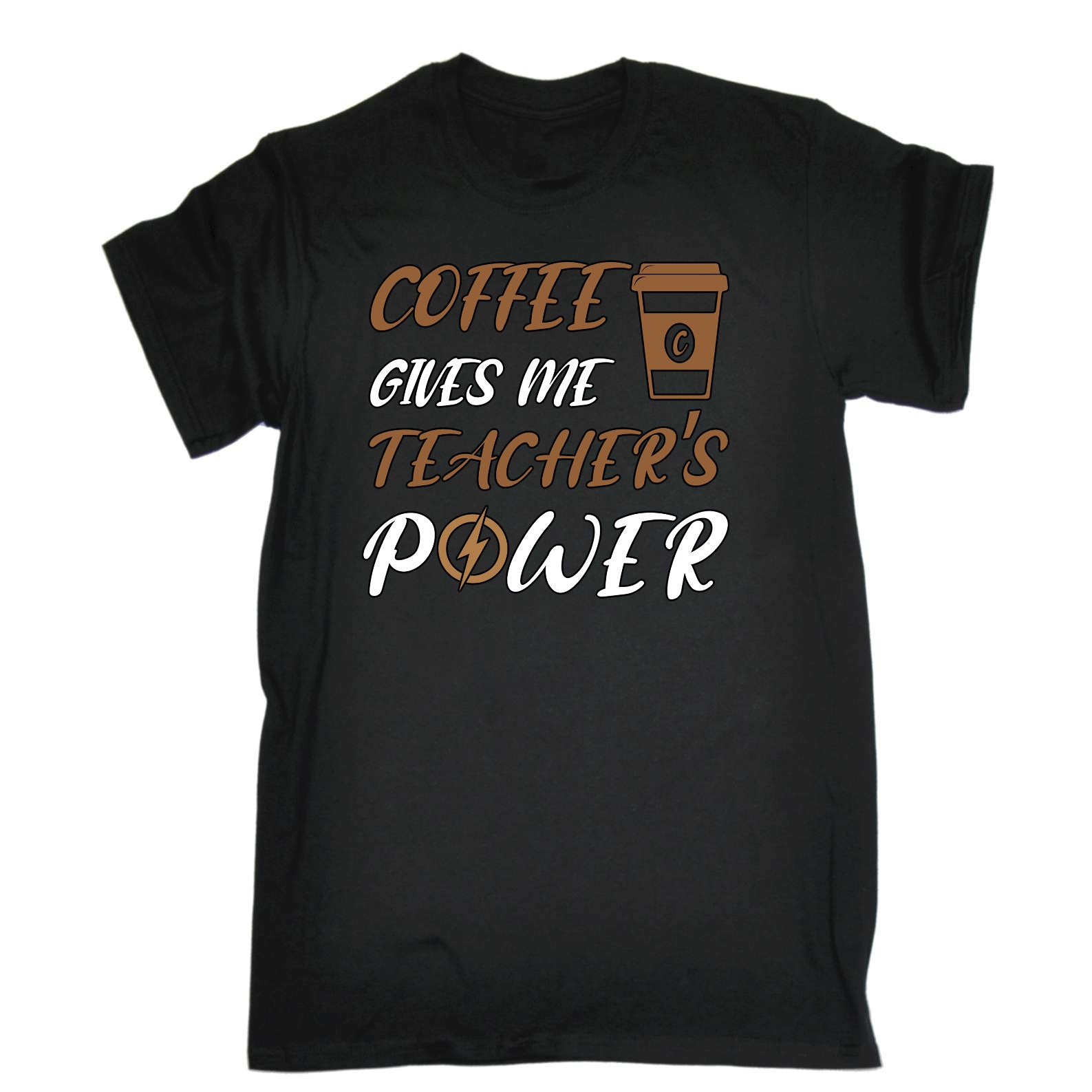 Coffee Gives Me Teacher Power - Mens Funny T-Shirt Tshirts