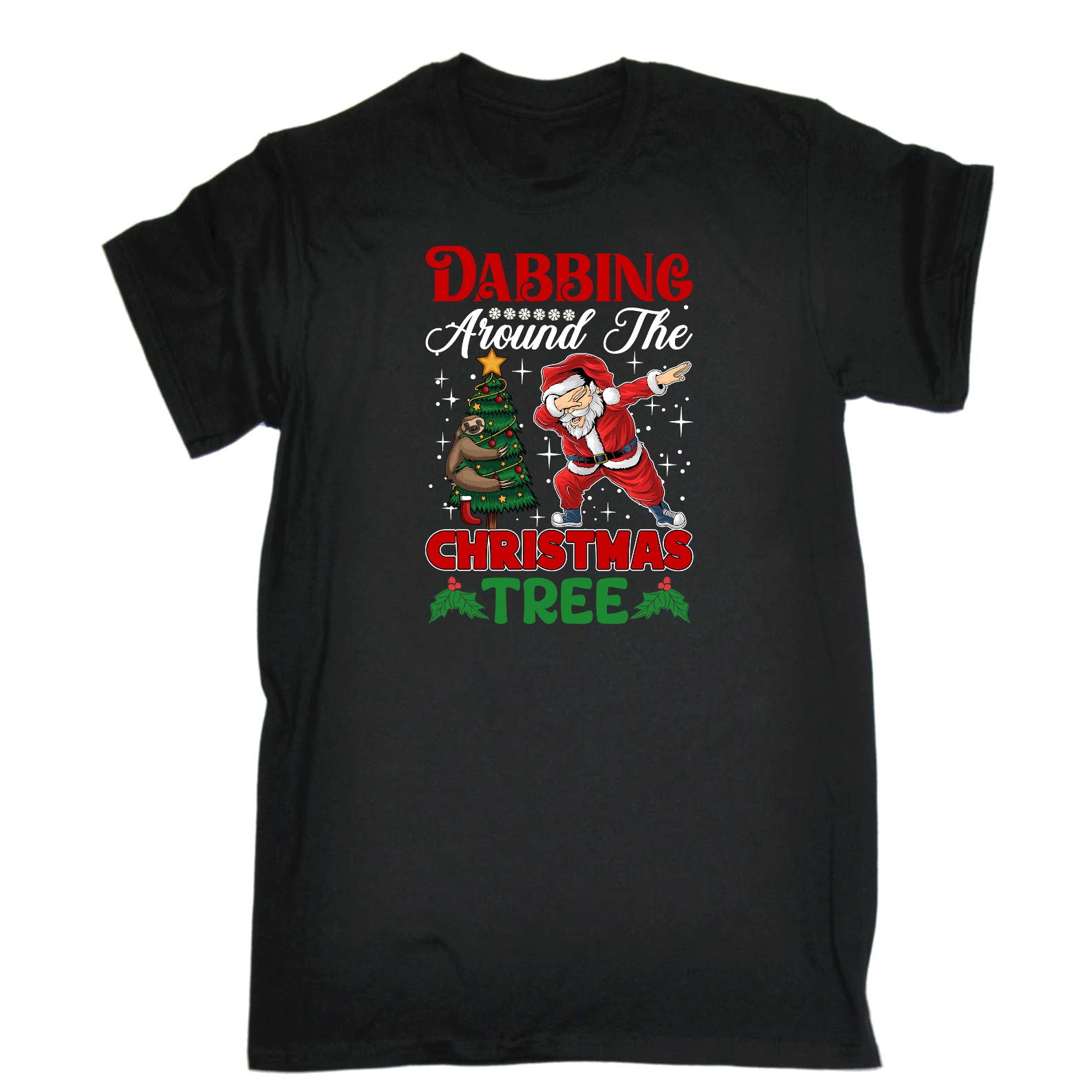 Dabbing Around The Christmas Tree Xmas Santa - Mens Funny T-Shirt Tshirts