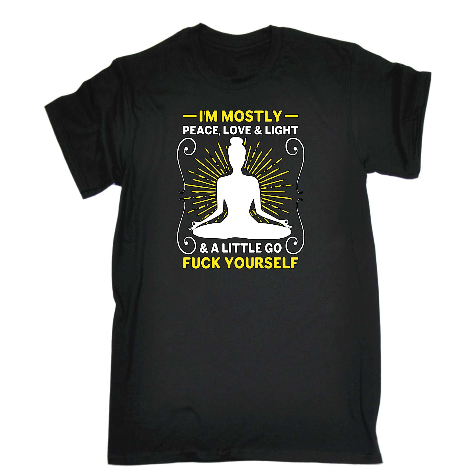 Yoga Mostly Peace Love And Light - Mens Funny T-Shirt Tshirts