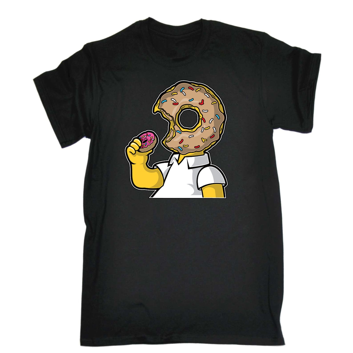 Donut Head Doughnuts Cartoon - Mens Funny T-Shirt Tshirts