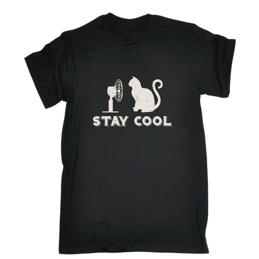 Stay Cool Cat Fan Kitten Pussy Cats - Mens Funny T-Shirt Tshirts