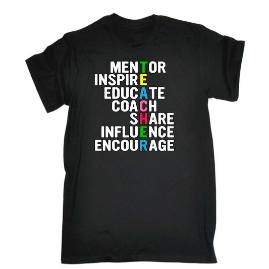 Teacher Words Inspire Educate Coach - Mens Funny T-Shirt Tshirts