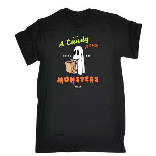 Halloween Candy A Day Keeps The Monsters Away - Mens Funny T-Shirt Tshirts