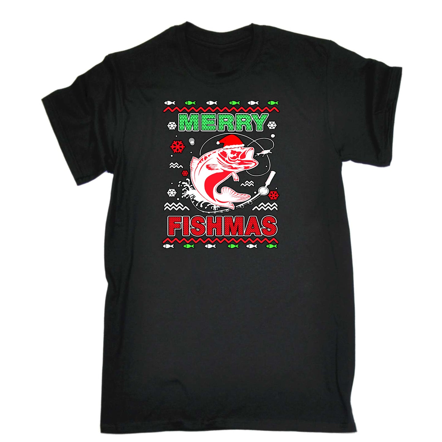 Merry Fishmas Christmas Xmas Fish Fishing - Mens Funny T-Shirt Tshirts