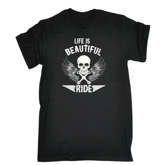 Life Is Beautiful Ride Motorcycle Motorbike - Mens Funny T-Shirt Tshirts