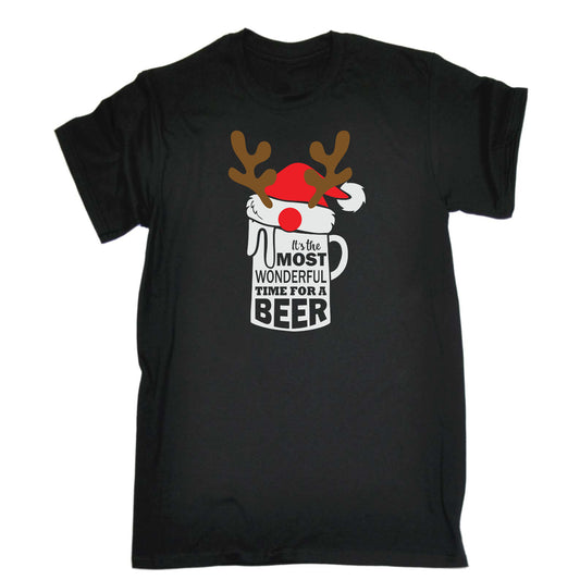 Christmas Its The Most Wonderful Time For A Beer - Mens Funny T-Shirt Tshirts