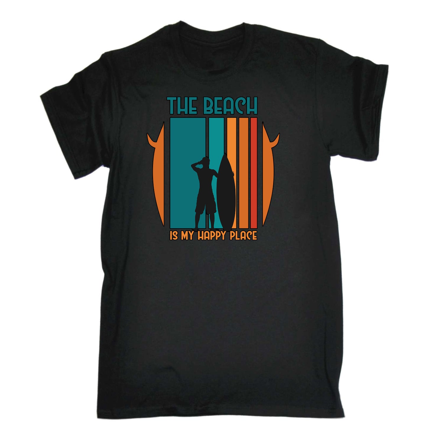 The Beach Is My Happyplace Surf Surfing - Mens Funny T-Shirt Tshirts