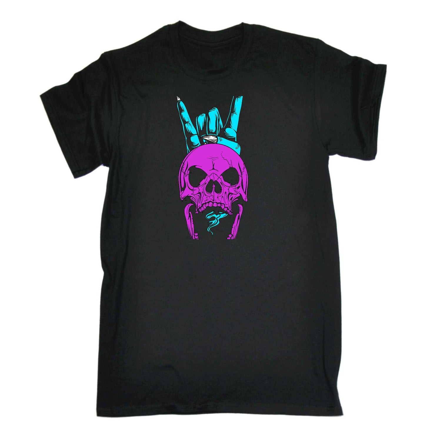 Skull Finger Horns Peace - Mens Funny T-Shirt Tshirts