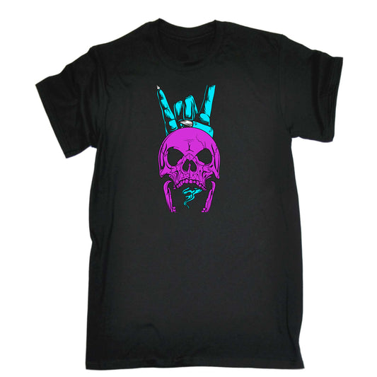 Skull Finger Horns Peace - Mens Funny T-Shirt Tshirts