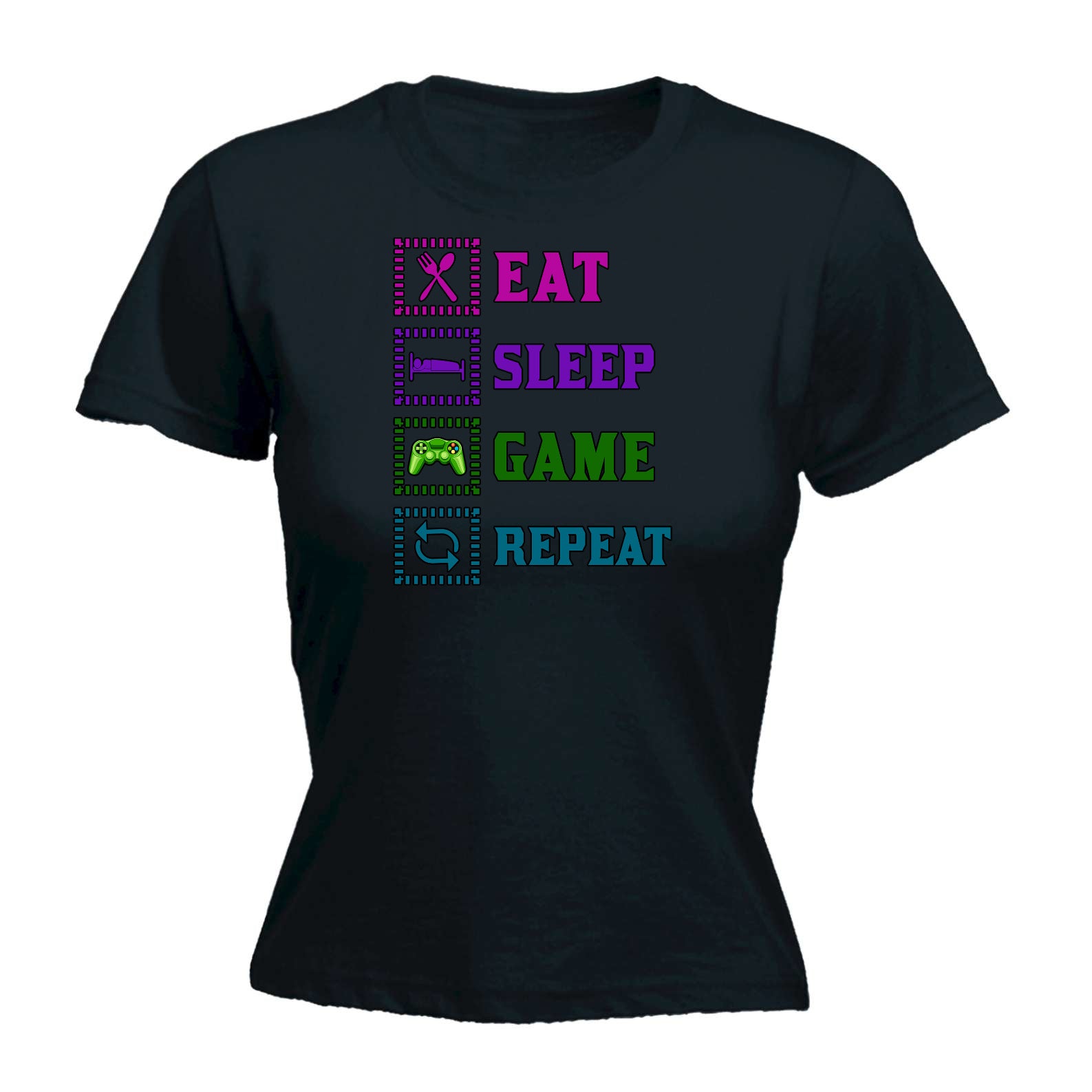 Eat Sleep Game Repeat - Funny Womens T-Shirt Tshirt