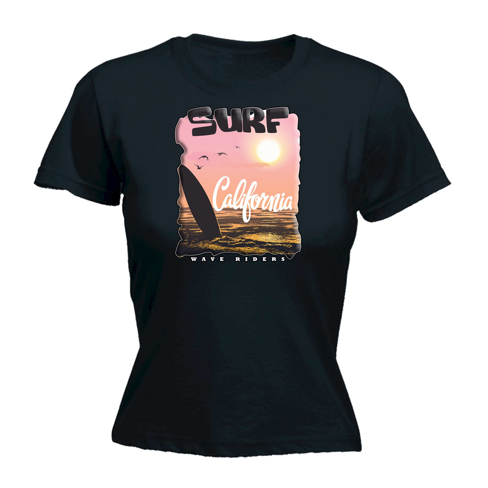 Surf California Wave Rider Surfing - Funny Womens T-Shirt Tshirt