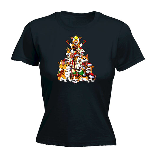 Christmas Tree Xmas Dogs - Funny Womens T-Shirt Tshirt