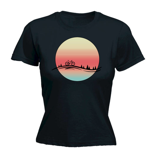 Sunset Riding Cycling Bicycle Bike - Funny Womens T-Shirt Tshirt