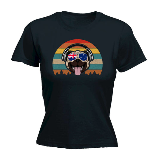 Cool Pug Headphones - Funny Womens T-Shirt Tshirt