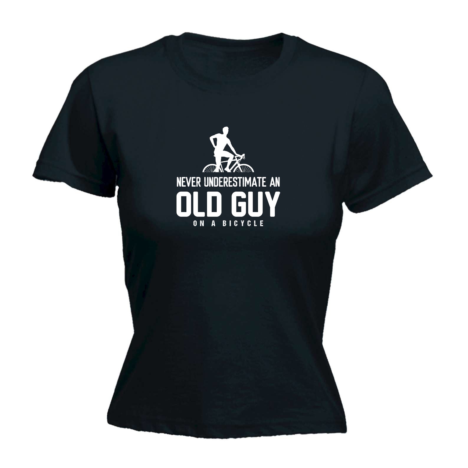 Never Underestimate Old Guy On A Bicycle Cycling Bike - Funny Womens T-Shirt Tshirt