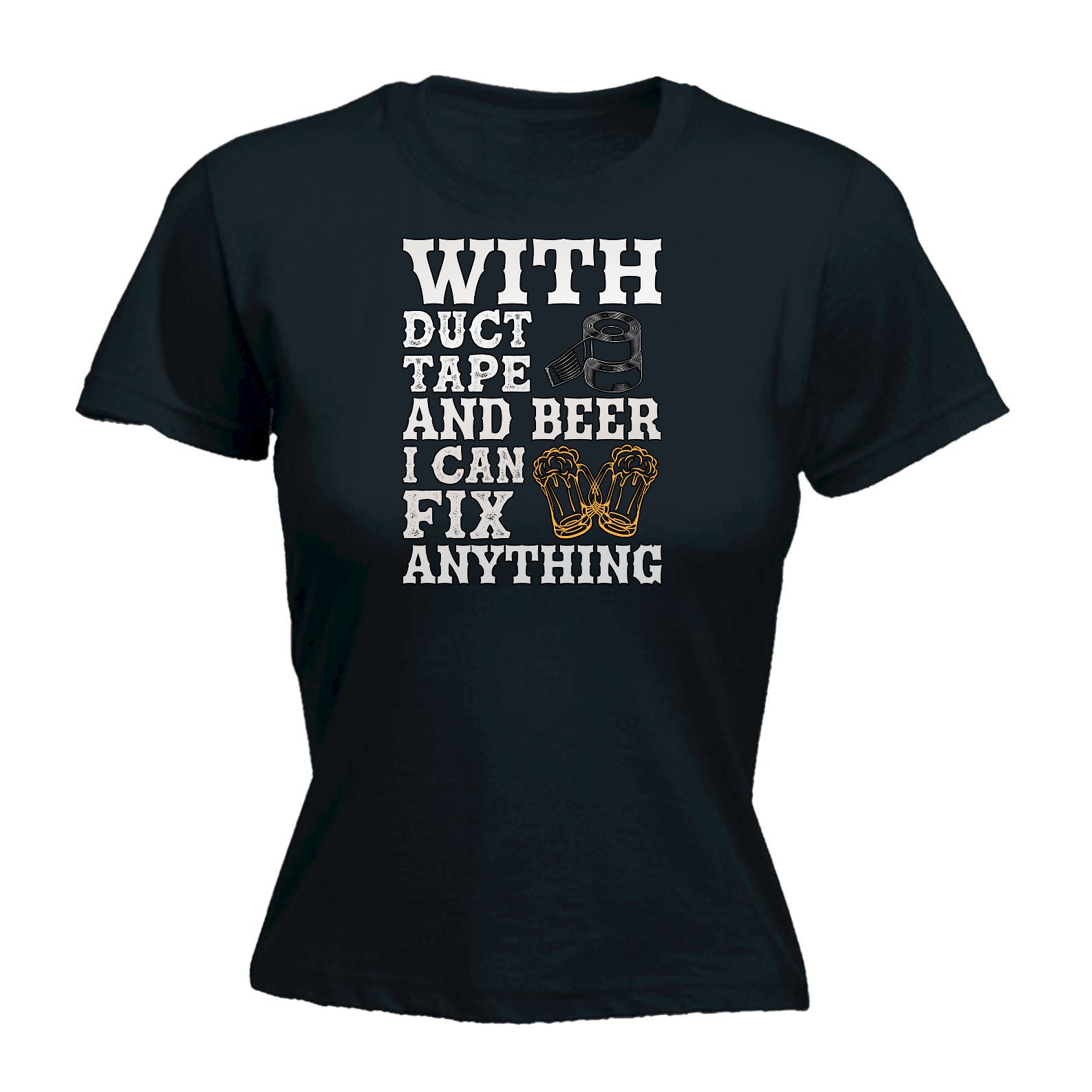 With Duct Tape And Beer Fix Anything Alcohol - Funny Womens T-Shirt Tshirt