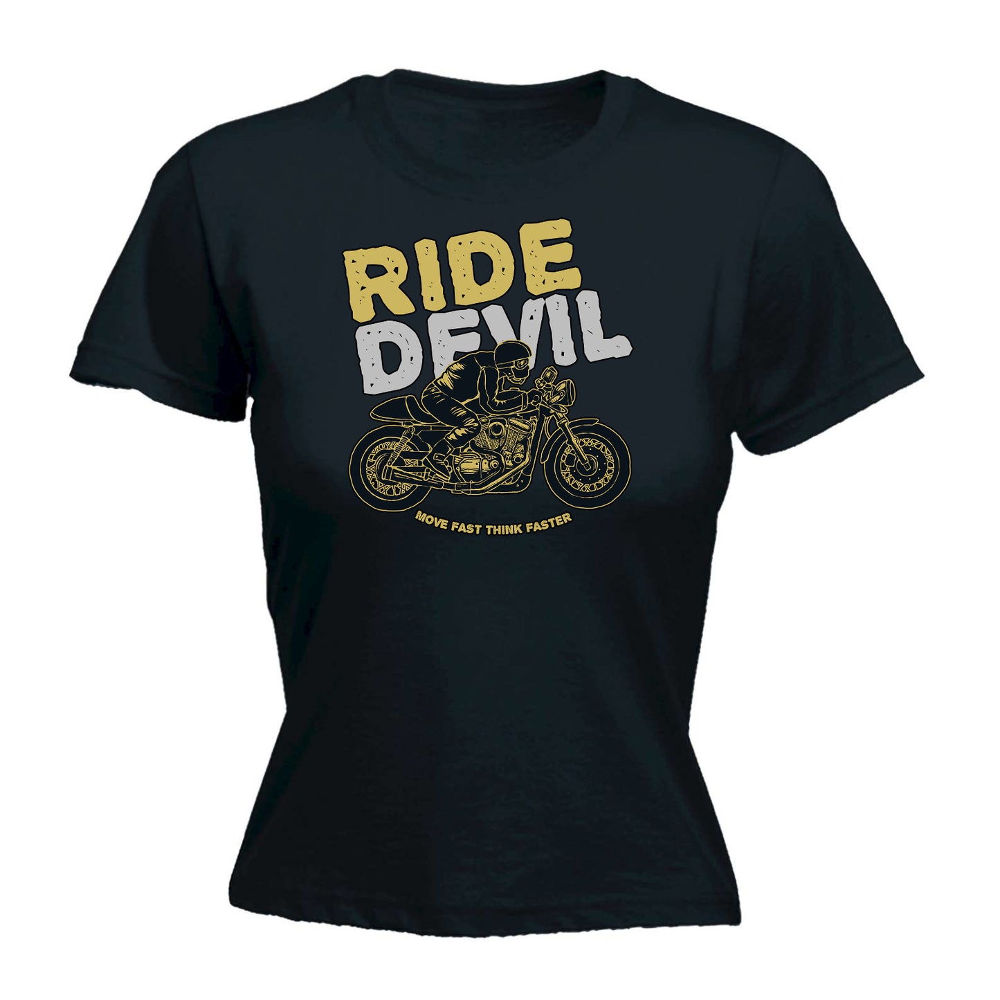 Ride Devil Move Fast Motorbike Motorcycle - Funny Womens T-Shirt Tshirt