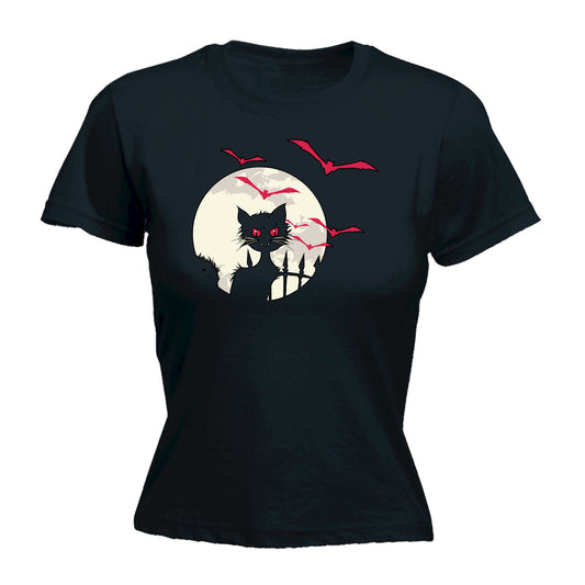 Halloween Scary Cat - Funny Womens T-Shirt Tshirt