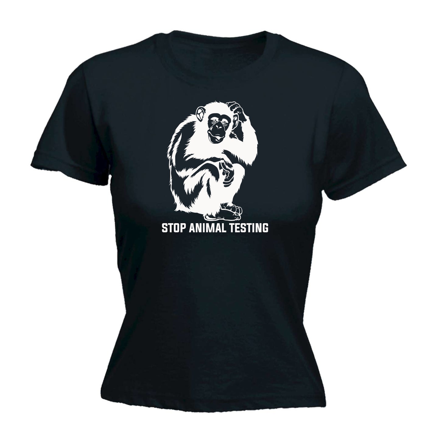 Stop Testing Animals Monkey - Funny Womens T-Shirt Tshirt