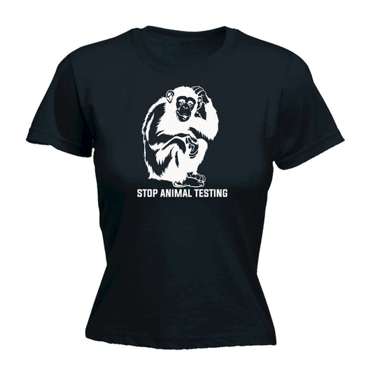 Stop Testing Animals Monkey - Funny Womens T-Shirt Tshirt