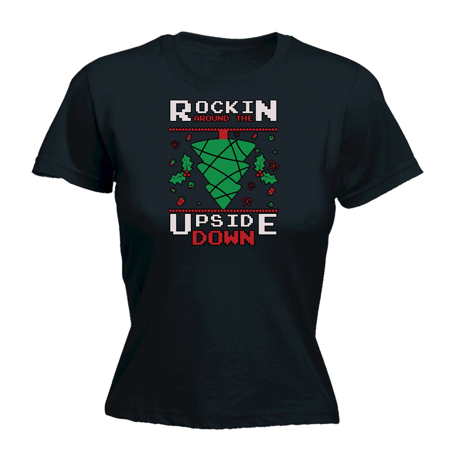 Rockin Around The Christmas Tree Upside Down Australia - Funny Womens T-Shirt Tshirt