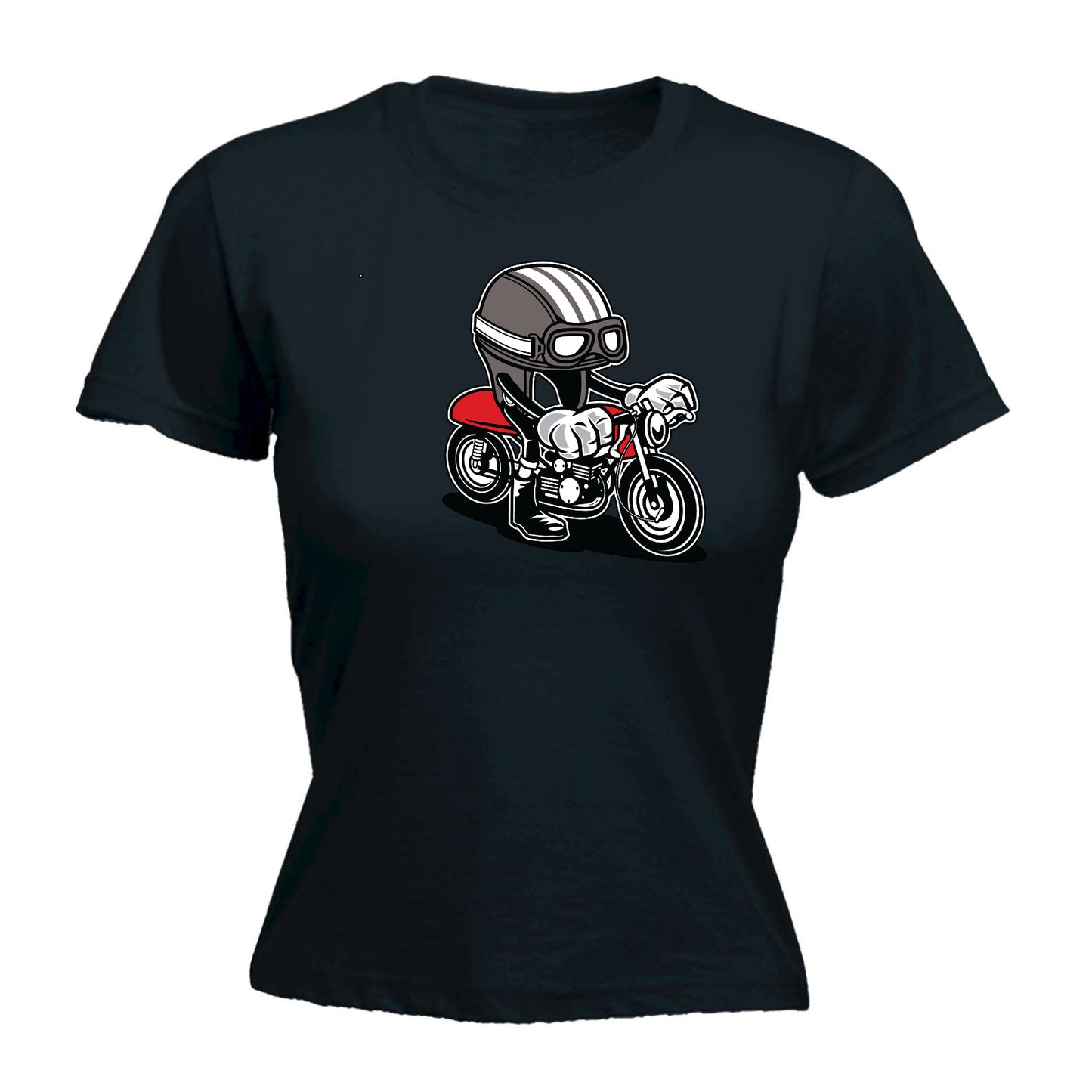 Cartoon Racer Motorbike Motorcycle - Funny Womens T-Shirt Tshirt