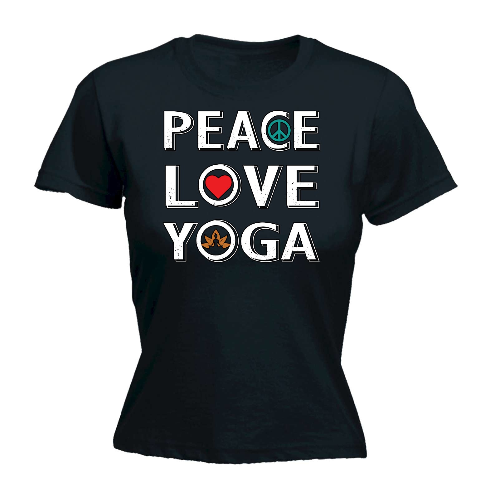 Peace Love Yoga - Funny Womens T-Shirt Tshirt