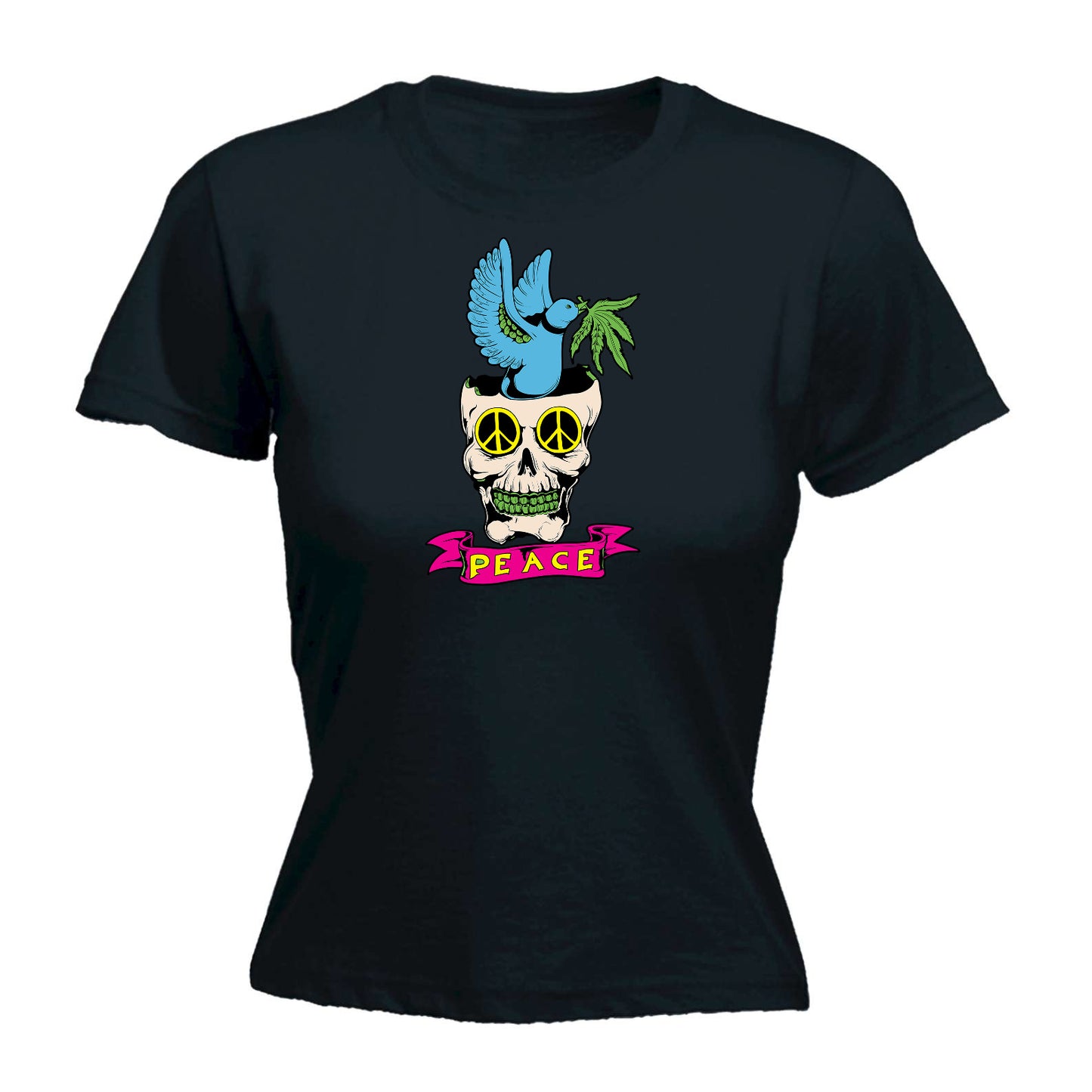 Peace Skull - Funny Womens T-Shirt Tshirt