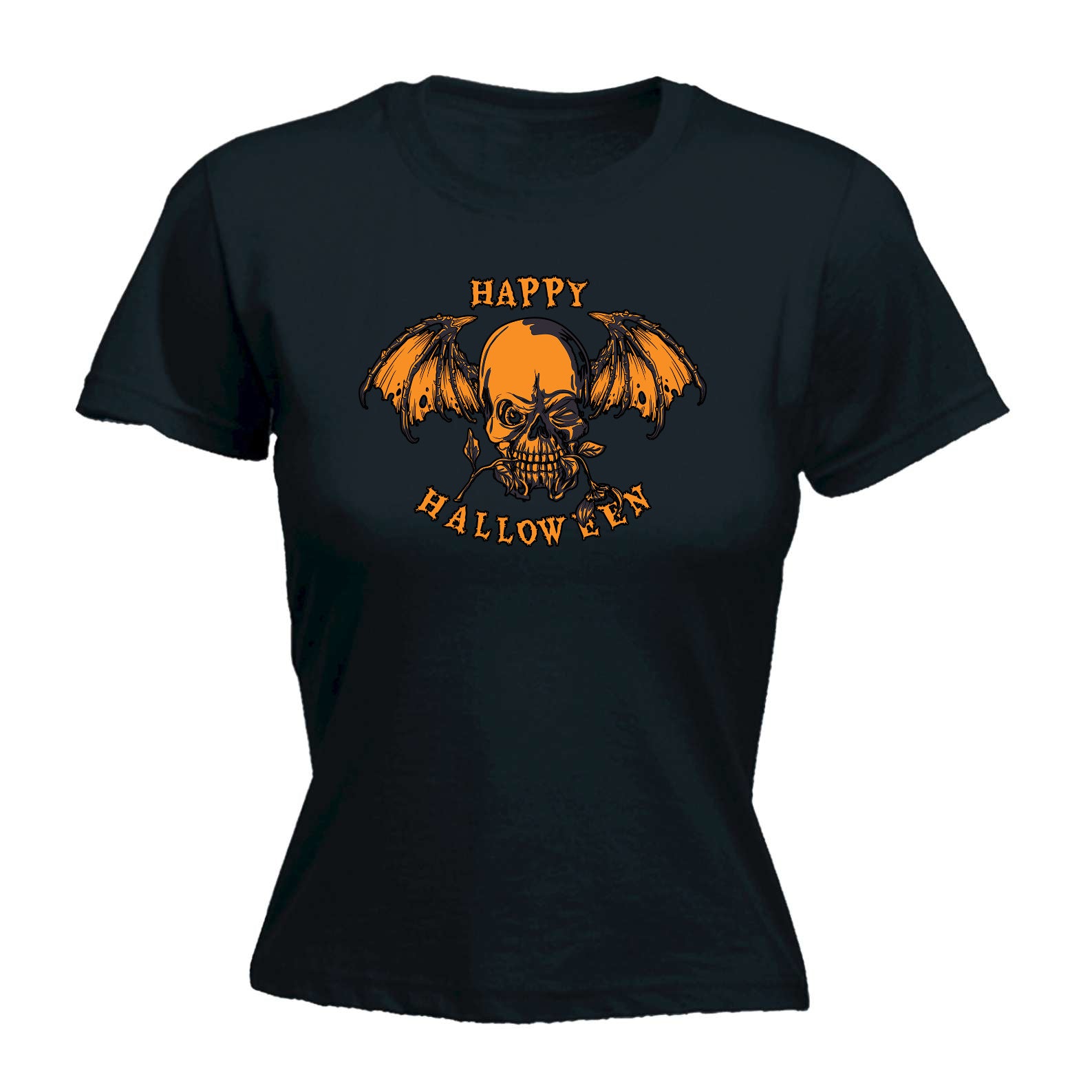 Happy Halloween Skull - Funny Womens T-Shirt Tshirt