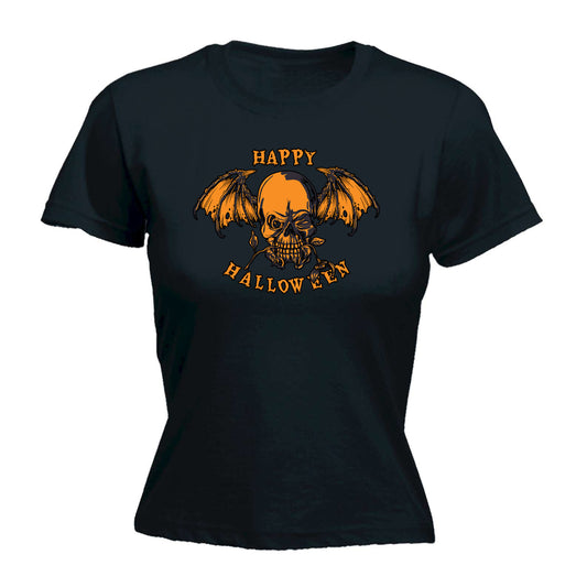 Happy Halloween Skull - Funny Womens T-Shirt Tshirt