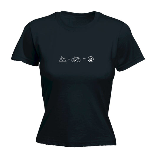 Mountain Biking Happy Face Cycling Bicycle Bike - Funny Womens T-Shirt Tshirt