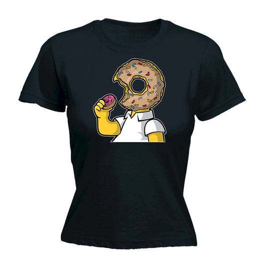 Donut Head Doughnuts Cartoon - Funny Womens T-Shirt Tshirt