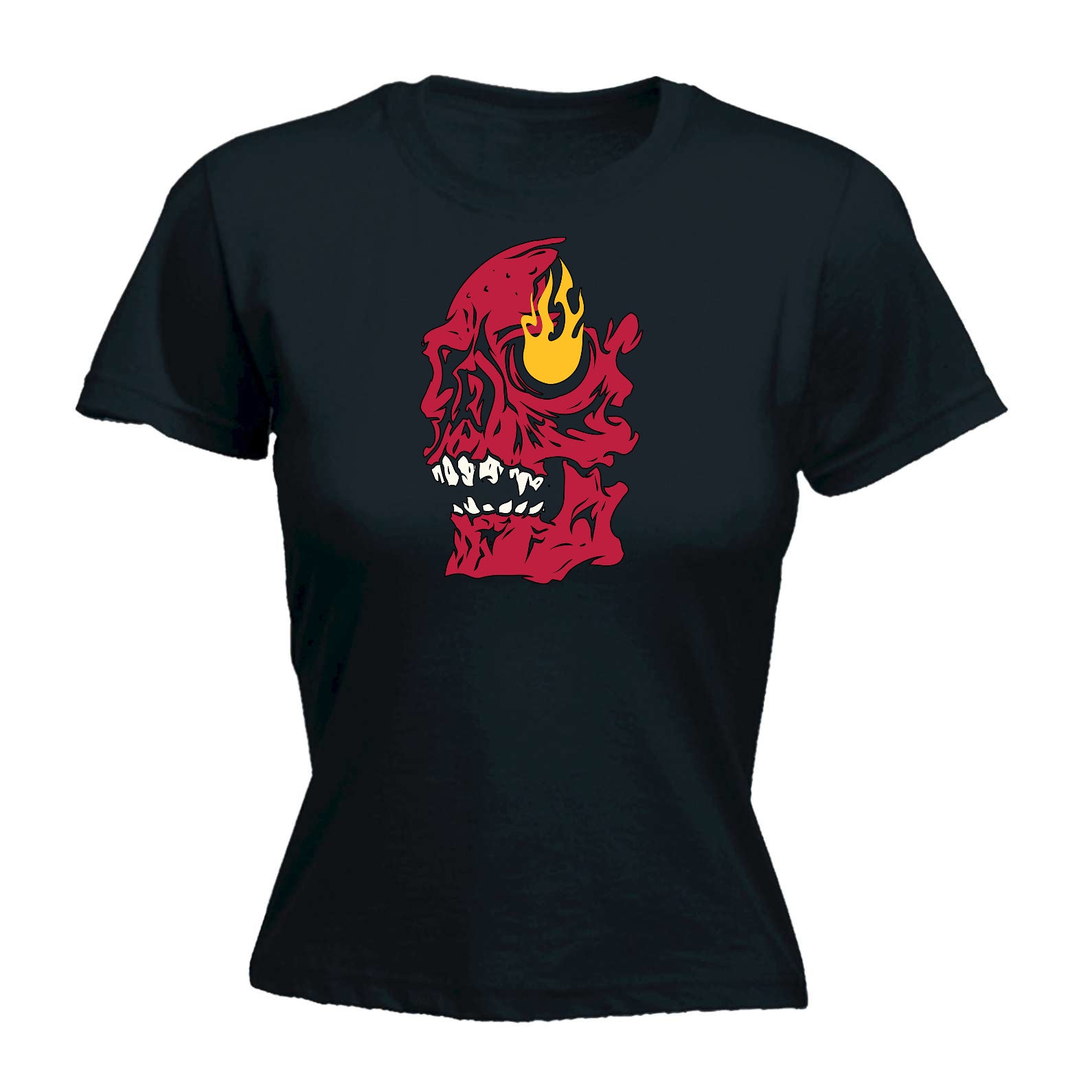 Burning Skull - Funny Womens T-Shirt Tshirt