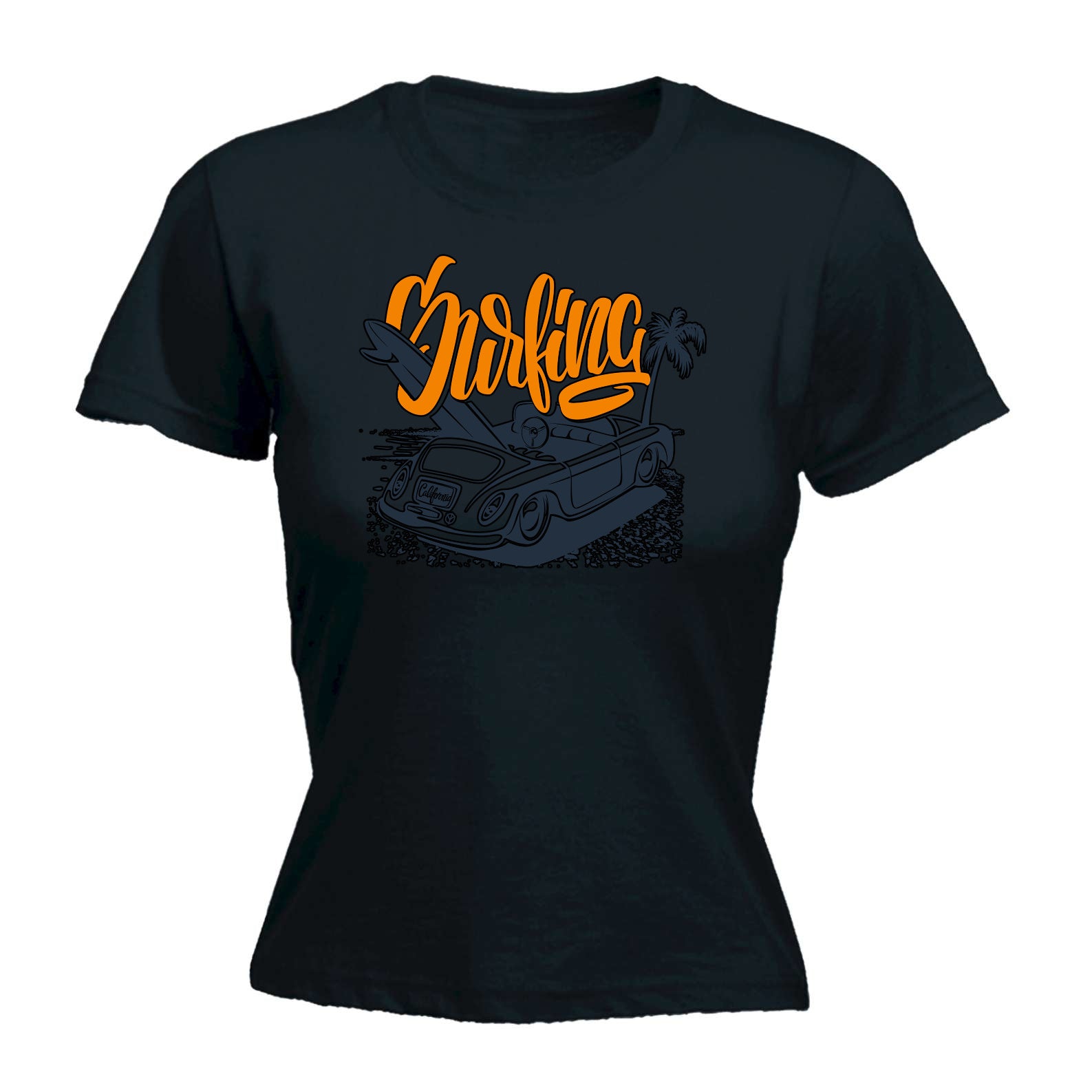 Surfing California Surf Car - Funny Womens T-Shirt Tshirt