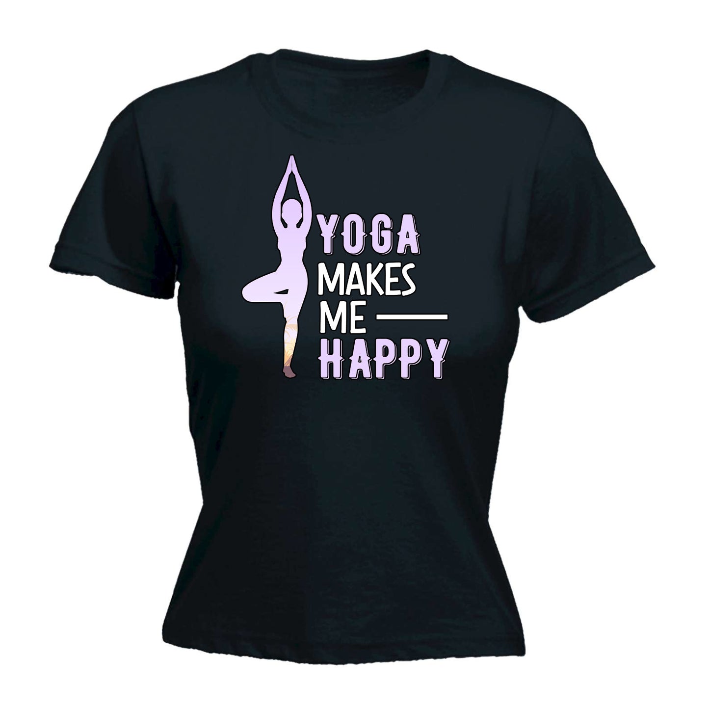 Yoga Makes Me Happy - Funny Womens T-Shirt Tshirt