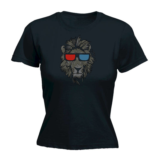 Cool Lion 3D Glasses Animal - Funny Womens T-Shirt Tshirt