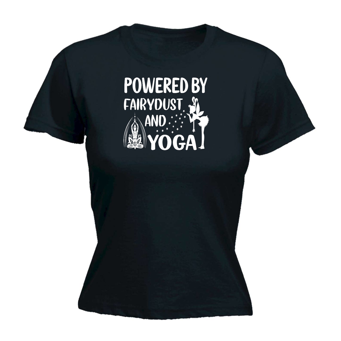 Powered By Fairydust And Yoga - Funny Womens T-Shirt Tshirt